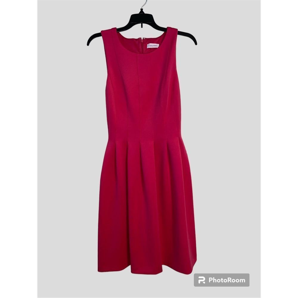 Calvin Klein Pink A-Line Dress Size S Scoop Neck Barbie